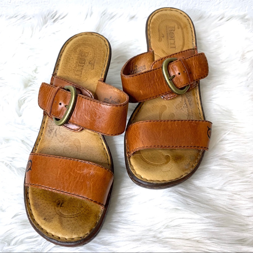 Born carrabelle cognac leather platform sandals